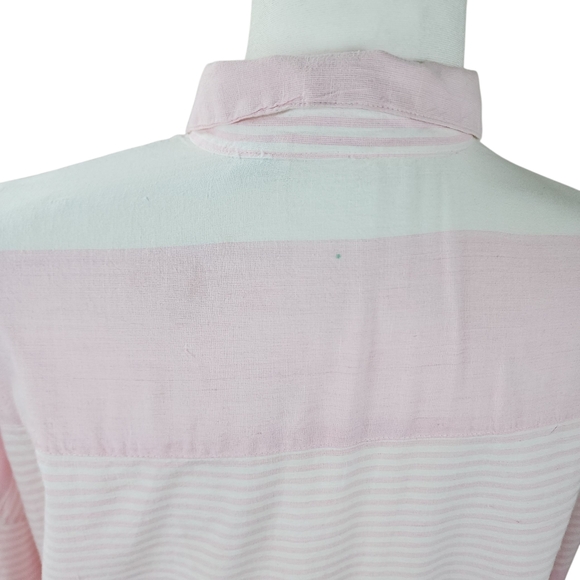 Vintage Angelique Imports Striped Cotton Button Down Shirt Pink White Size Small - Picture 10 of 14